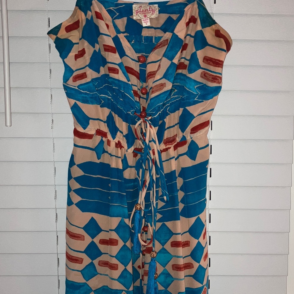 FLASH SALE! Plenty by Tracy Reese Blue and Orange Patterned Maxi Dress - Picture 3 of 10